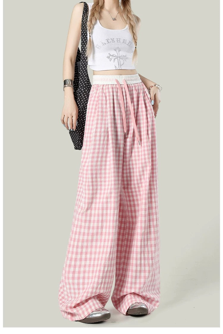 Women’s Plaid Loose Wide-Leg Trousers C0014