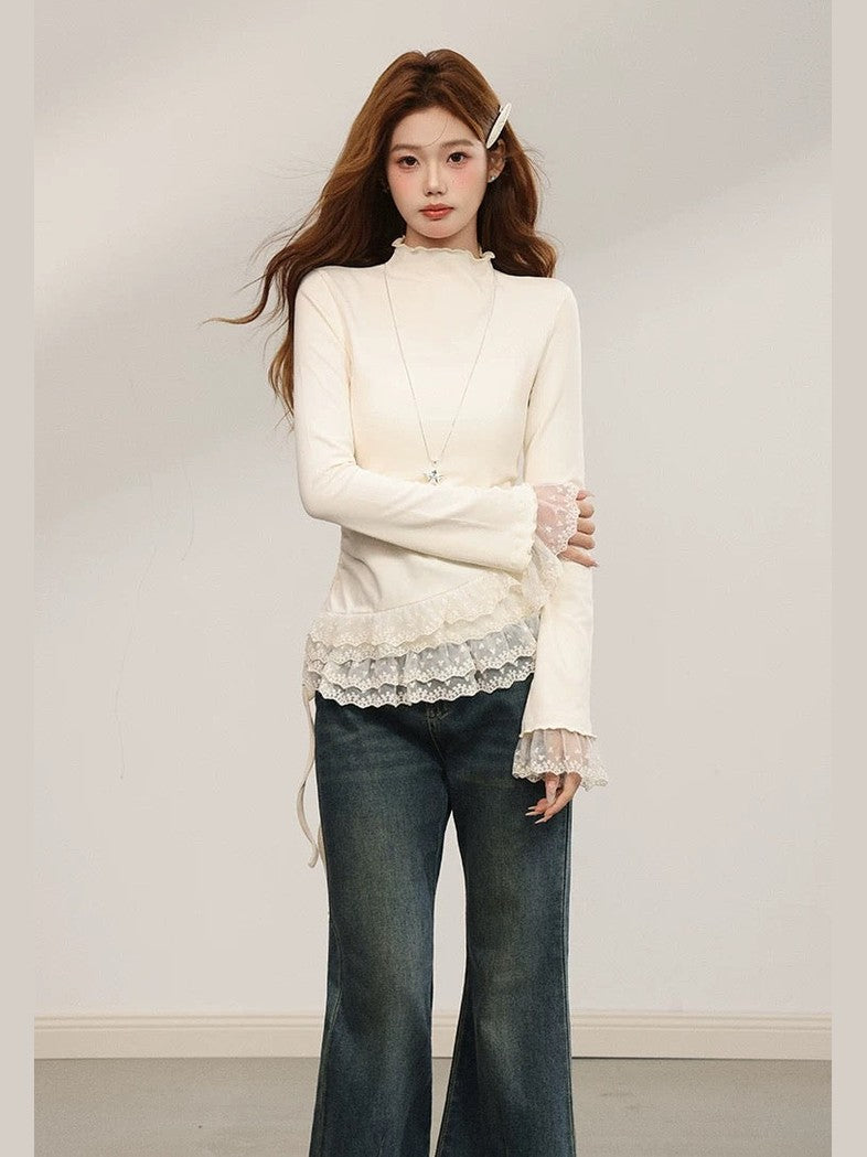 Women’s Lace Hem Undershirt Top C0048