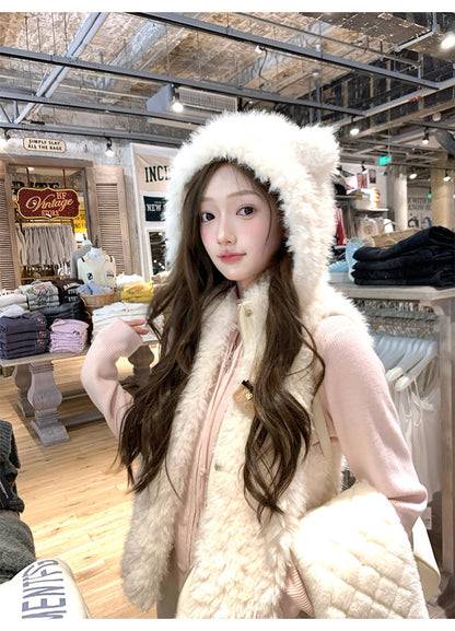Women’s Hooded Sleeveless Vest Outerwear C0010