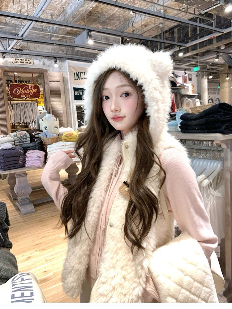 Women’s Hooded Sleeveless Vest Outerwear C0010