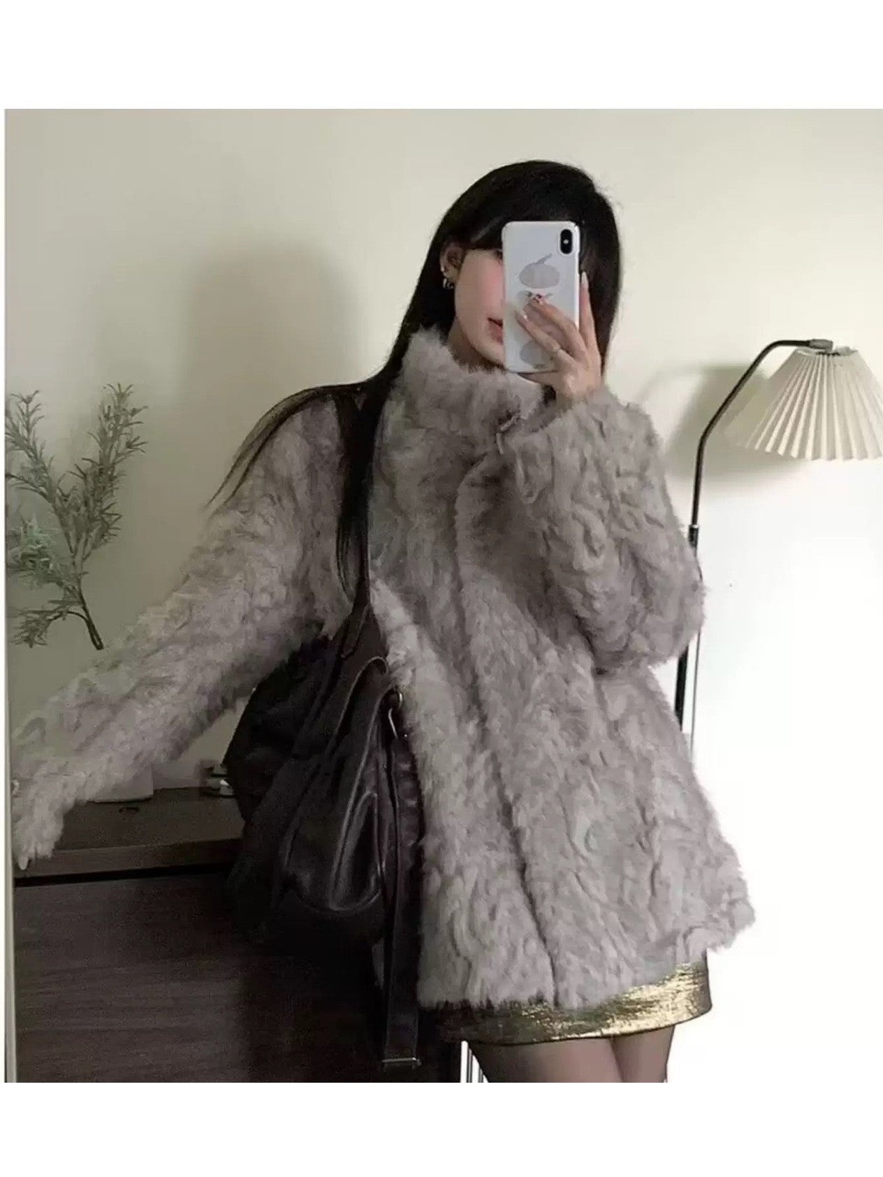 Elegant Bow Stand-Collar Teddy Sherpa Jacket C0046