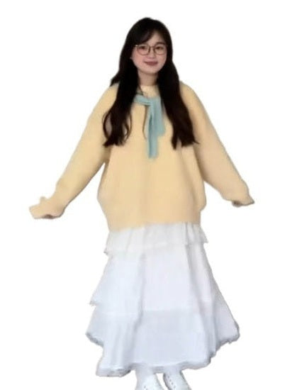 Yellow Mink Fleece Crew Neck Pullover C0255