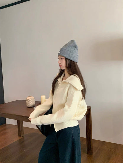 Zip-Up Stand Collar Knit Sweater Jacket C0021
