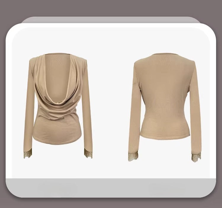 Swinging neck lace polished fleece dress FE0515