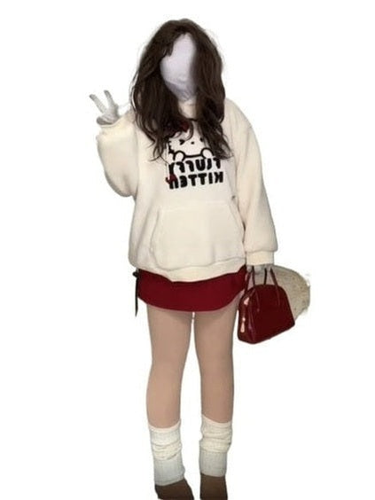 Hooded Plush Sweatshirt C0219