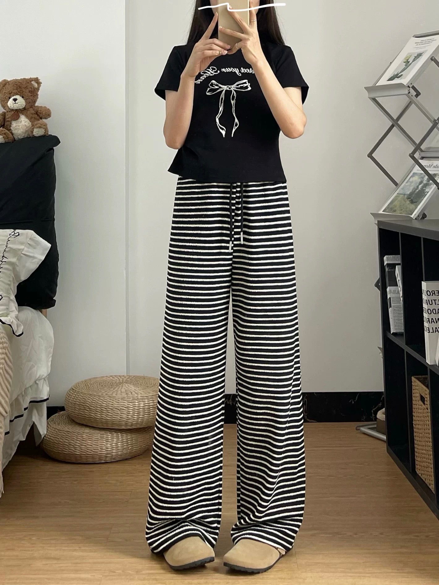 Women’s Striped Straight-Leg Casual Pants C0051