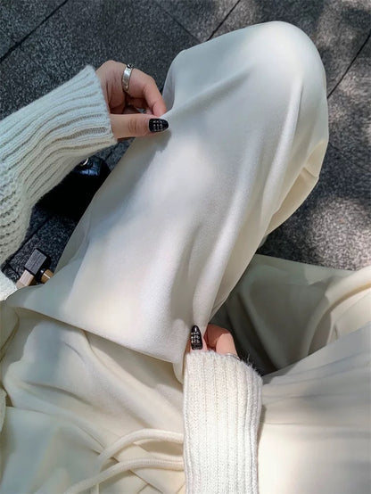 Women’s White Loose Wide-Leg Trousers C0008