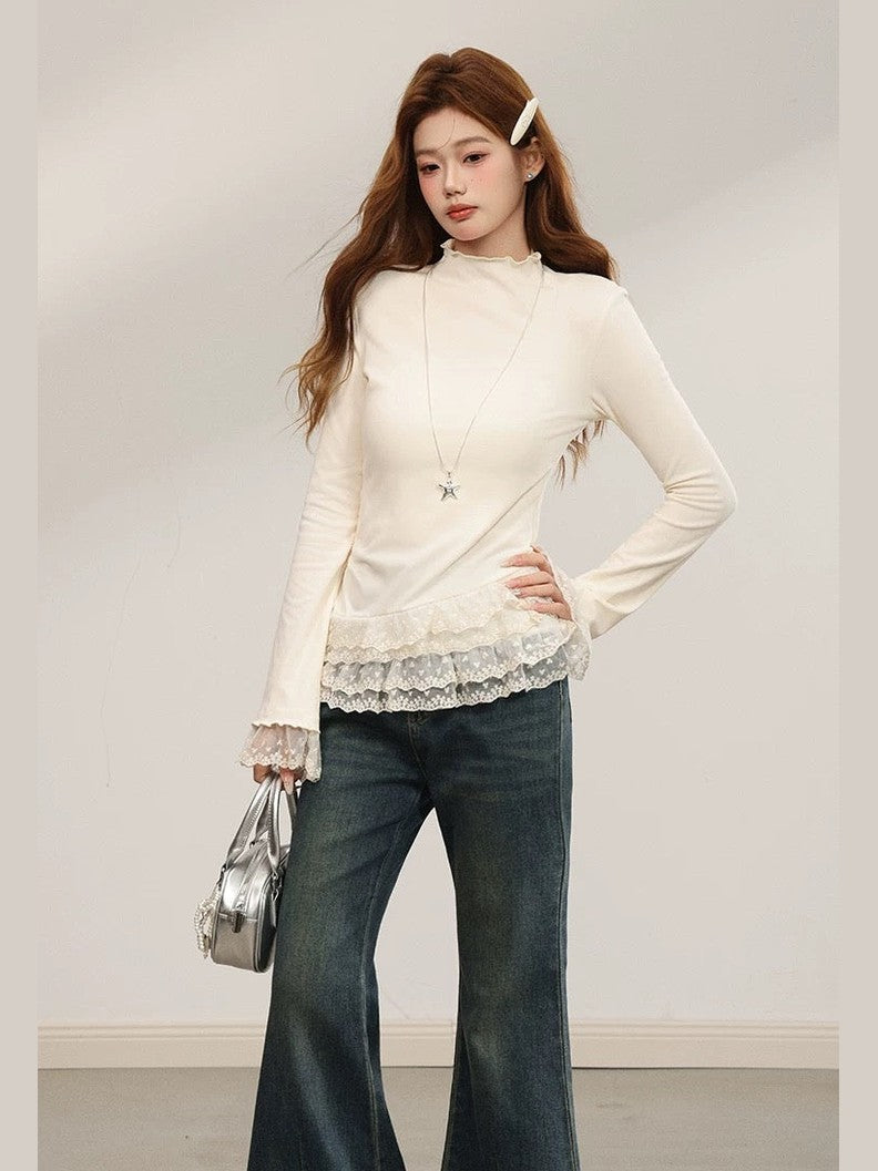 Women’s Lace Hem Undershirt Top C0048