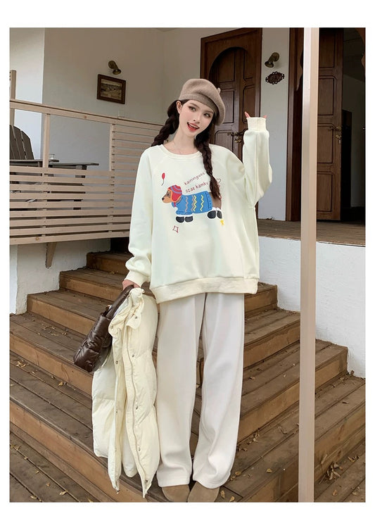 Warm Fleece-Lined Slim Sweatshirt C0027