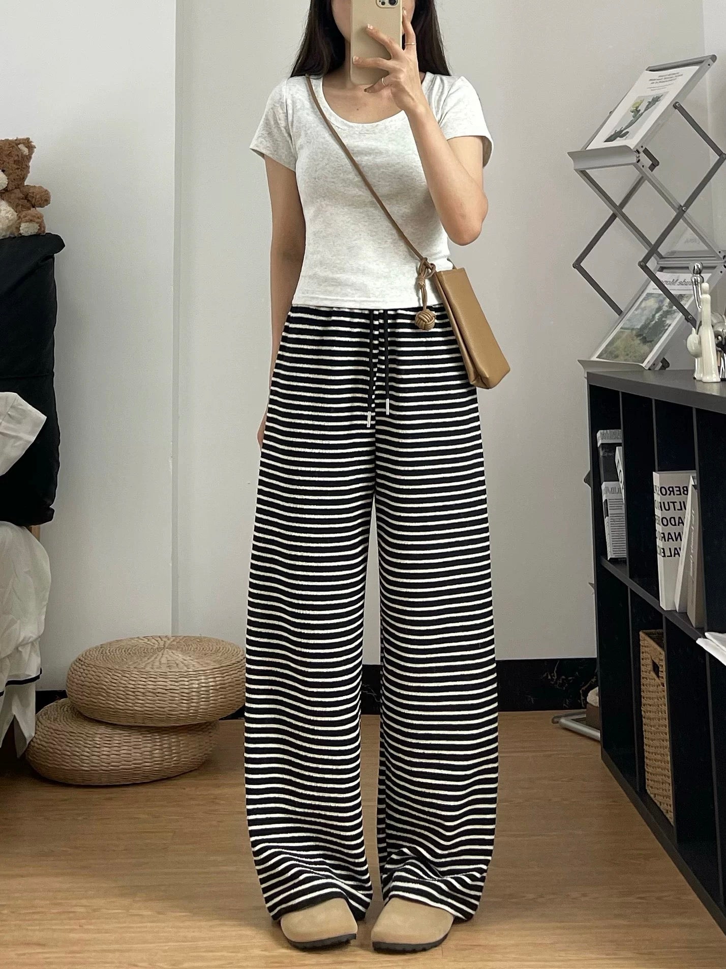 Women’s Striped Straight-Leg Casual Pants C0051