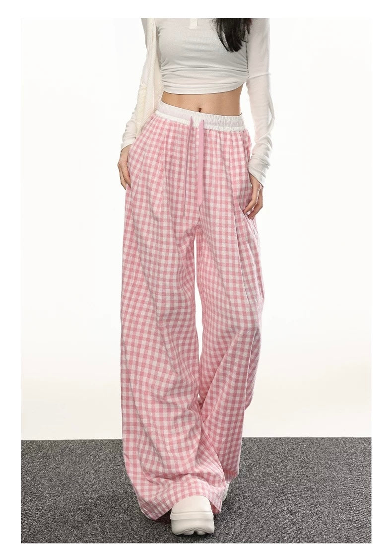 Women’s Plaid Loose Wide-Leg Trousers C0014