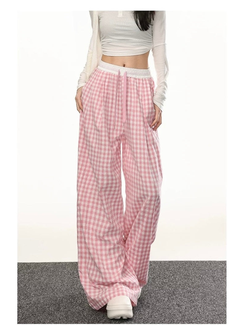 Women’s Plaid Loose Wide-Leg Trousers C0014