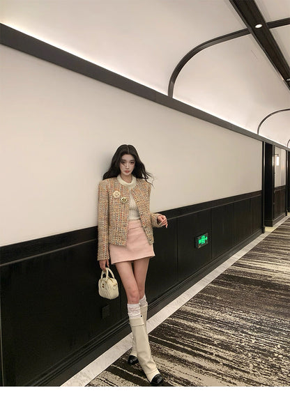 Pink Corduroy A-Line Mini Skirt C0003