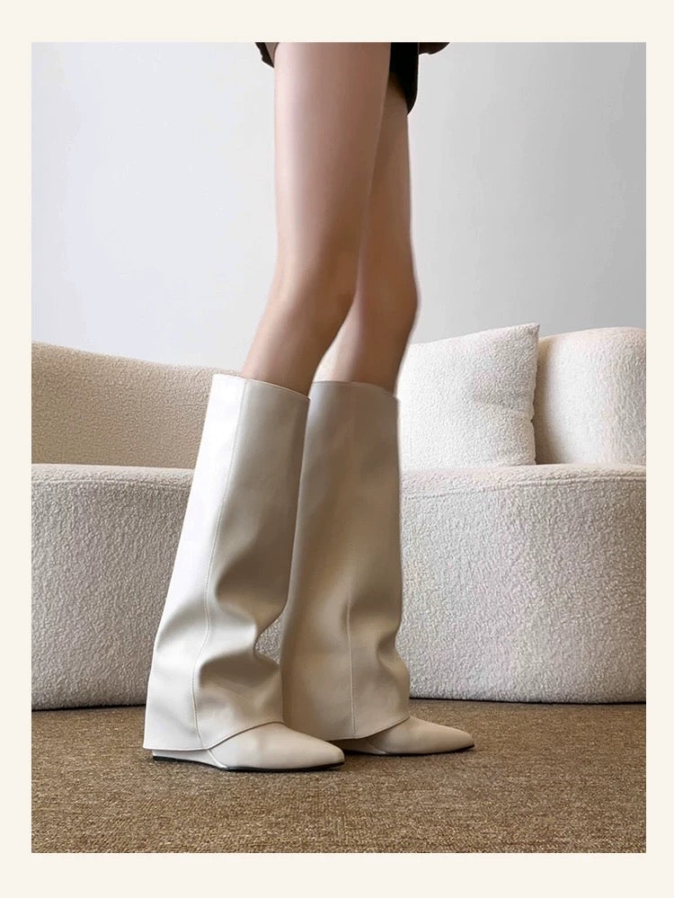 Retro Y2K Wedge Heel Long Boots S0002