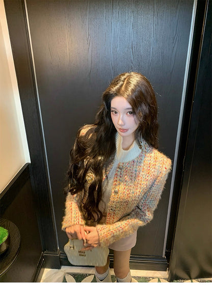 Round-Neck Elegant Tweed Jacket for Women C0005