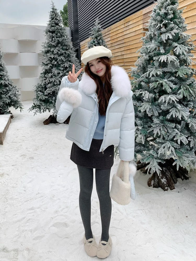 Women’s Short Removable-Panel Down Puffer Jacket C0044