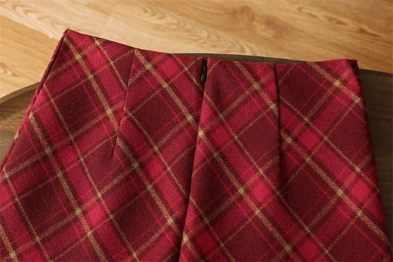 Vintage Red Plaid Mini Skirt C0018