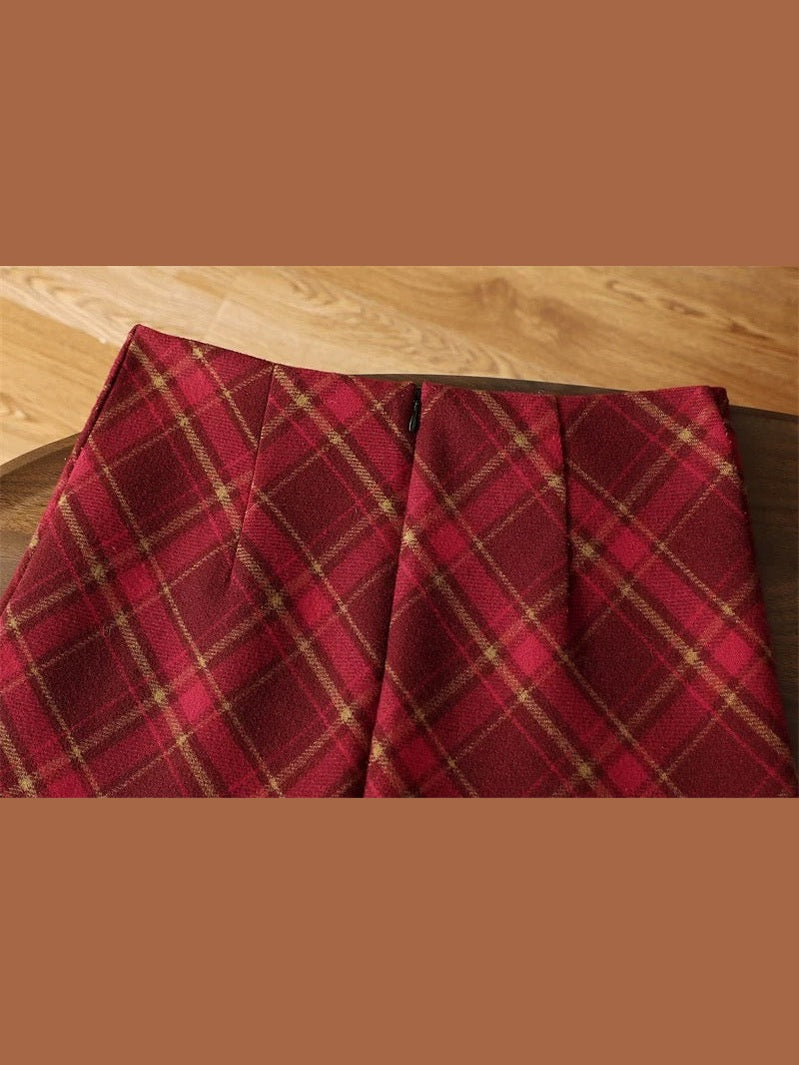 Vintage Red Plaid Mini Skirt C0018