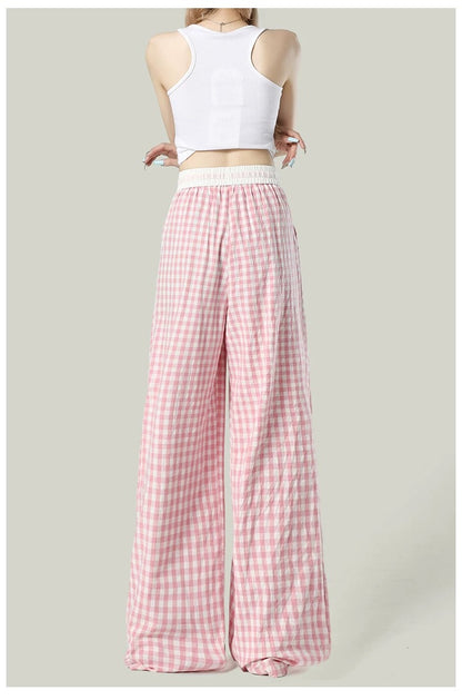 Women’s Plaid Loose Wide-Leg Trousers C0014