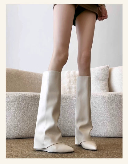 Retro Y2K Wedge Heel Long Boots S0002