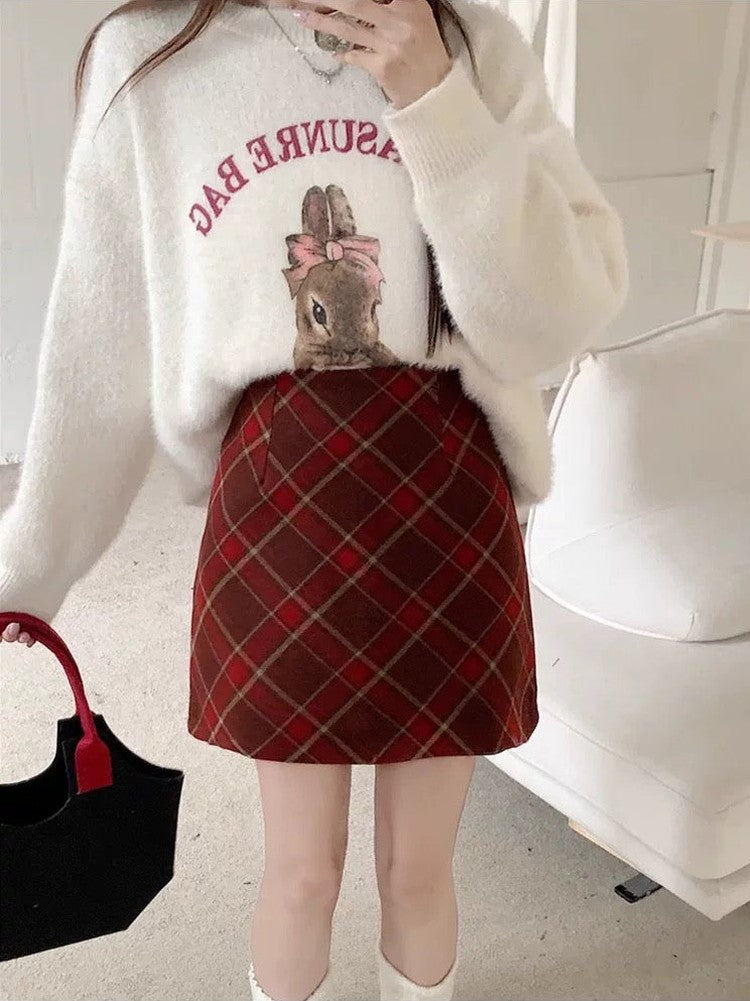 Vintage Red Plaid Mini Skirt C0018