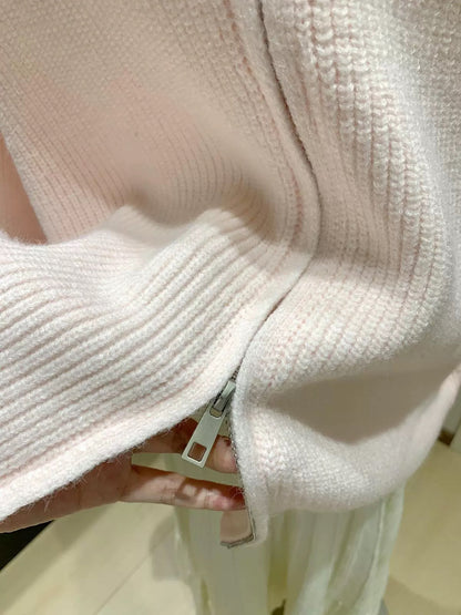 Women’s Mock Neck Zip Knit Cardigan Jacket C0007