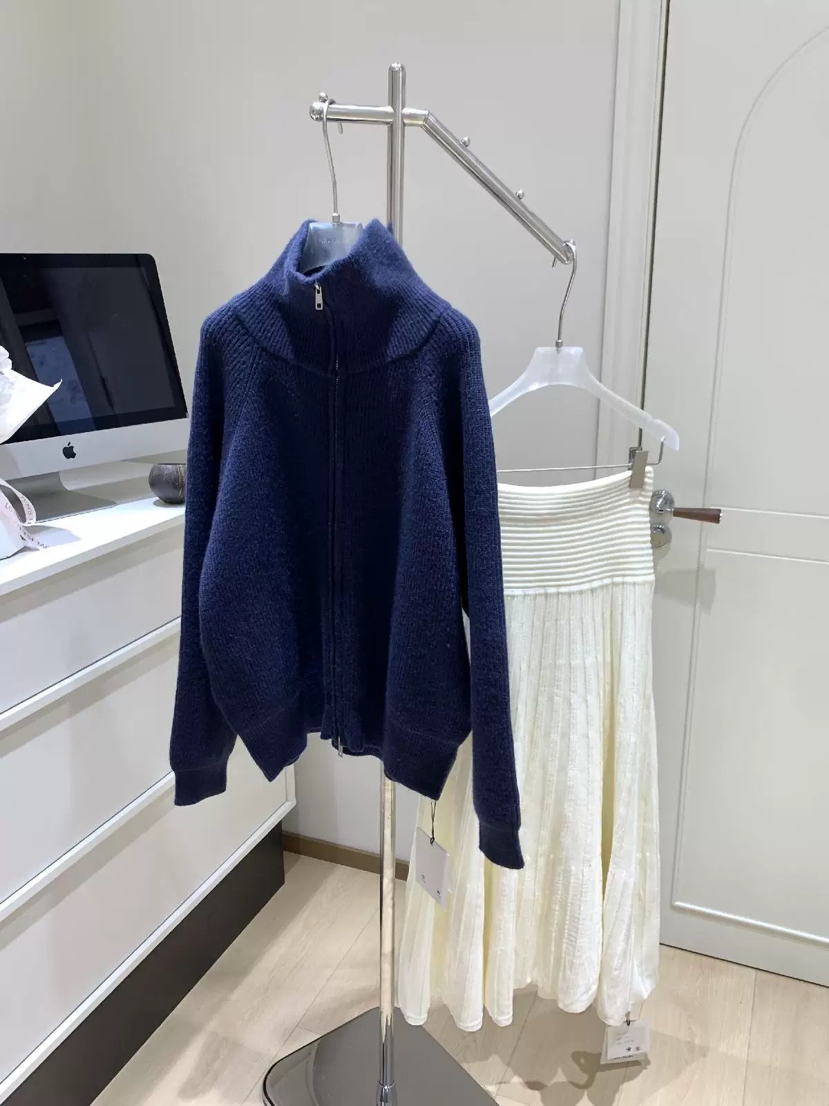 Women’s Mock Neck Zip Knit Cardigan Jacket C0007