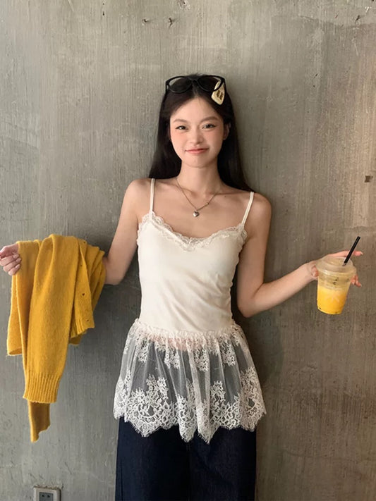 White Lace Padded Tank Camisole C0025