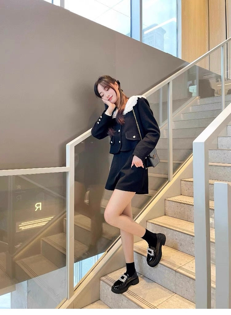 Women’s Rhinestone Square Buckle Platform Loafers S0006