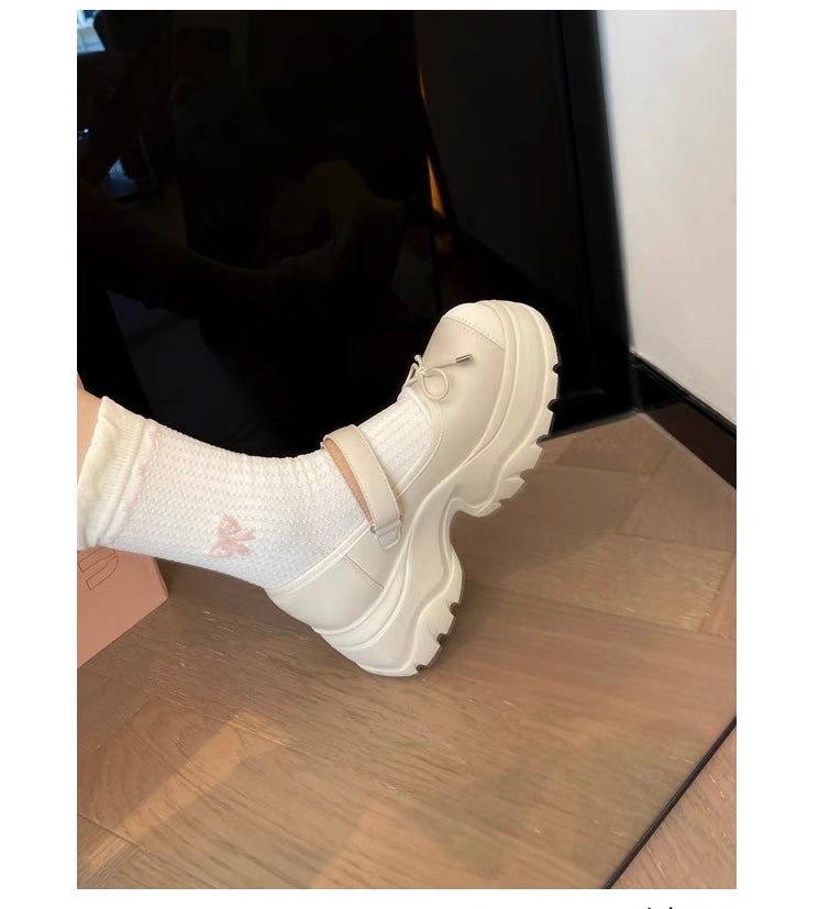 French Bowknot Chunky Platform Loafers S0007