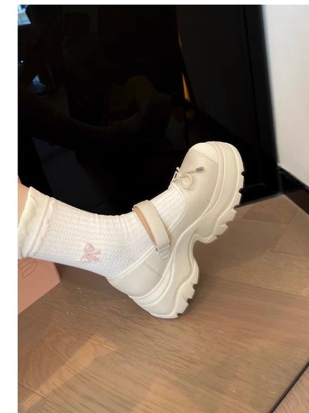 French Bowknot Chunky Platform Loafers S0007