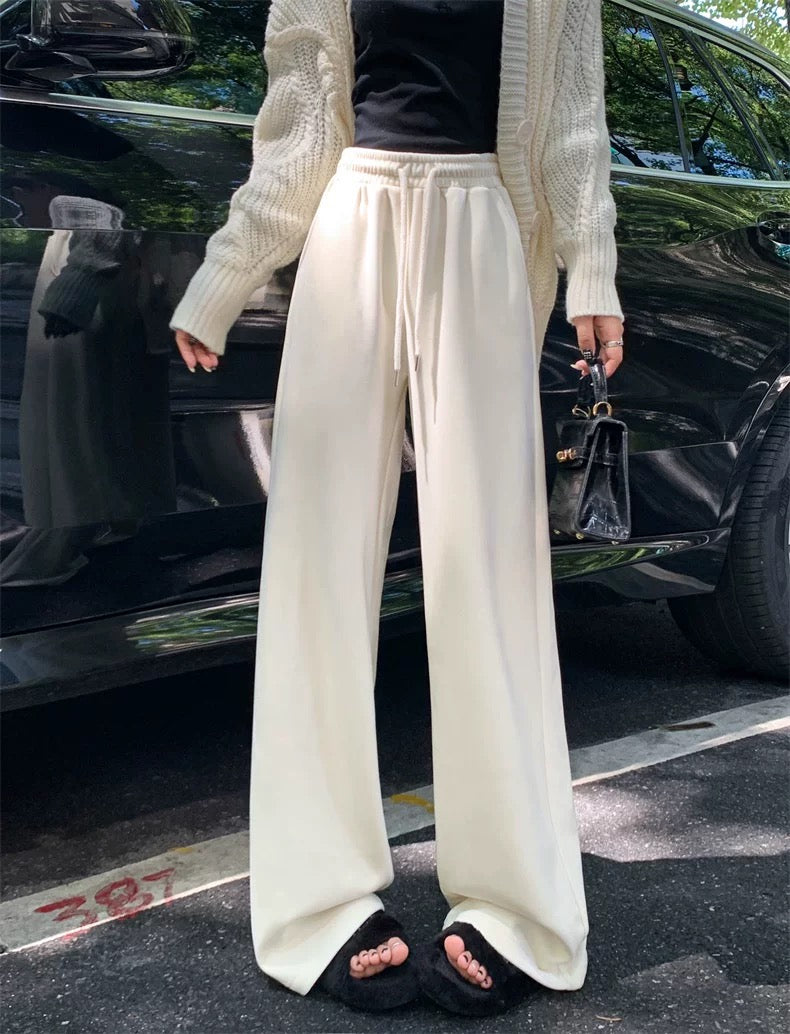 Women’s White Loose Wide-Leg Trousers C0008