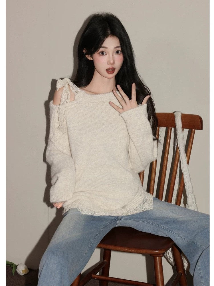 Women’s Casual Off-Shoulder Loose Knit Top C0031