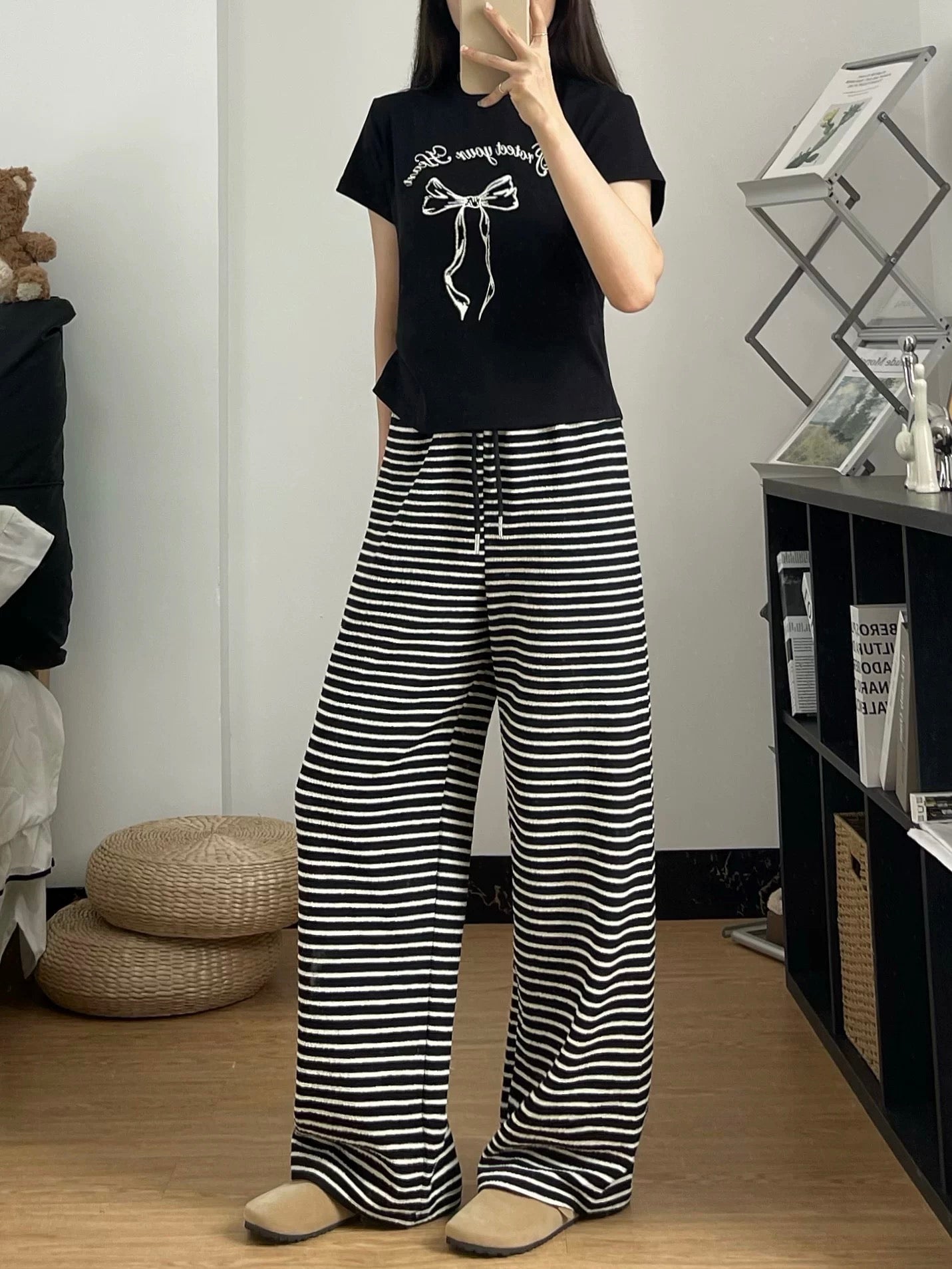Women’s Striped Straight-Leg Casual Pants C0051