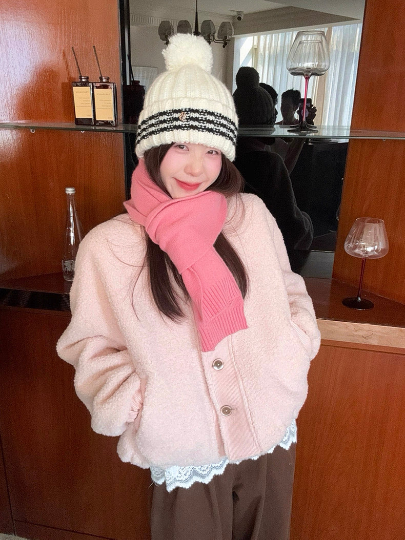 Pink Faux Shearling Jacket for Women C0050