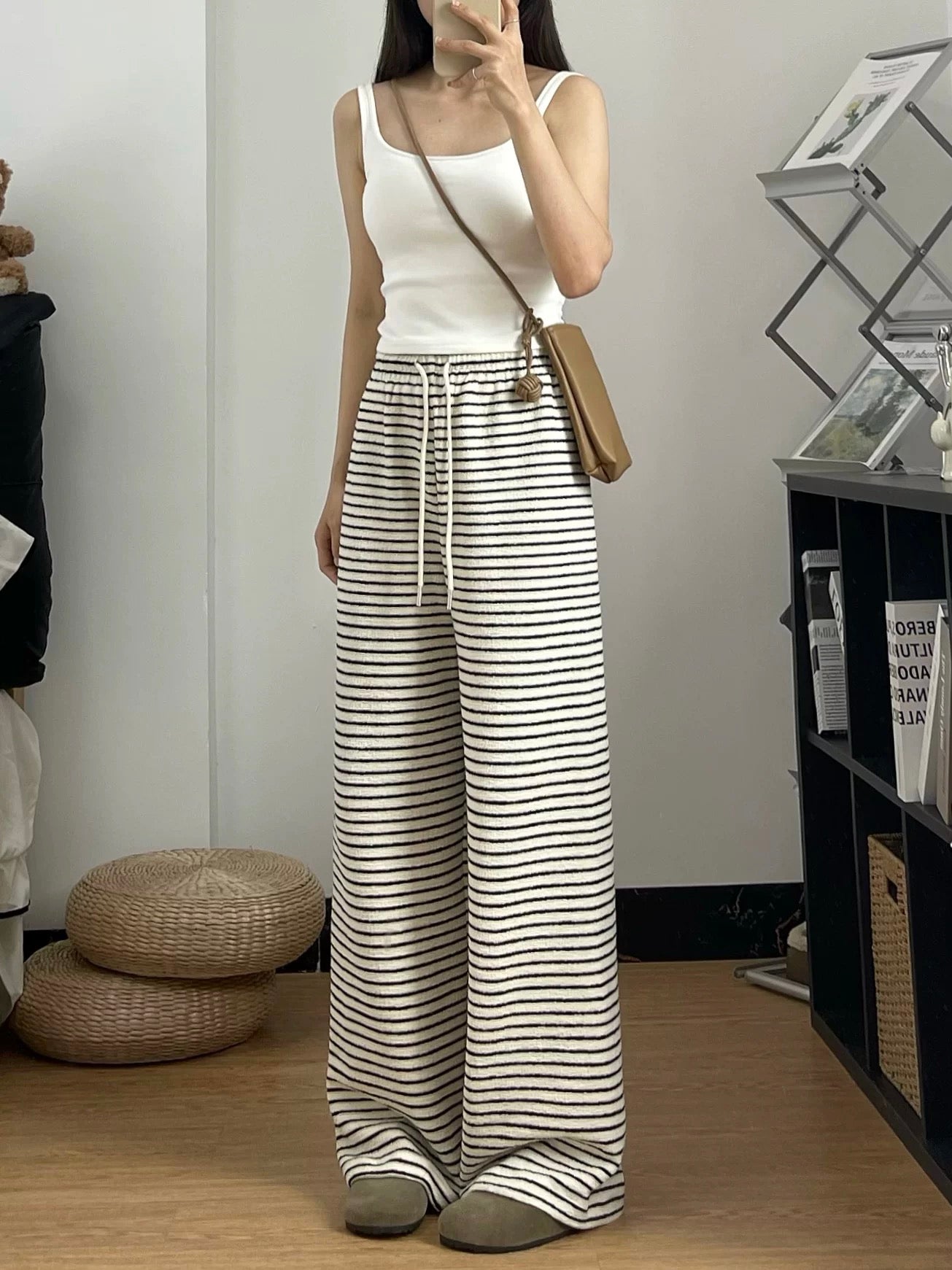 Women’s Striped Straight-Leg Casual Pants C0051