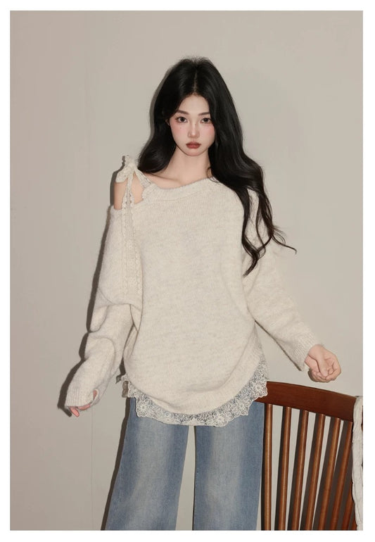 Women’s Casual Off-Shoulder Loose Knit Top C0033