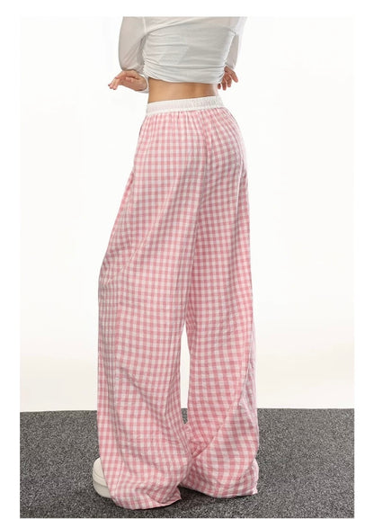 Women’s Plaid Loose Wide-Leg Trousers C0014
