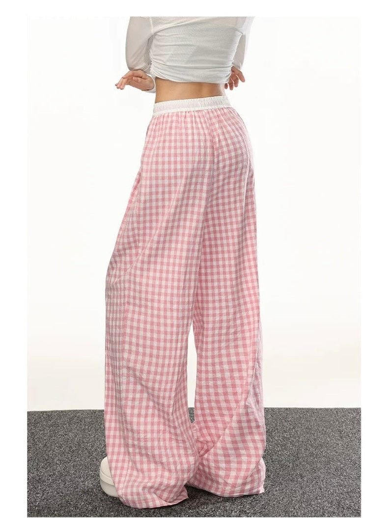 Women’s Plaid Loose Wide-Leg Trousers C0014