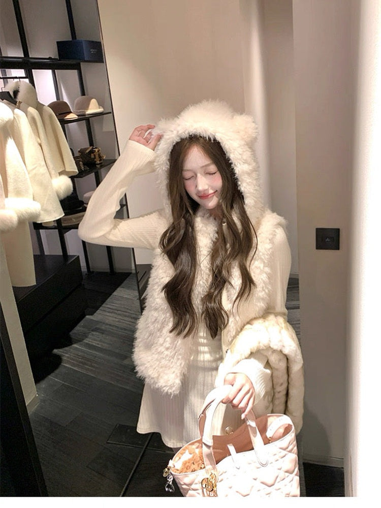 Women’s Hooded Sleeveless Vest Outerwear C0010