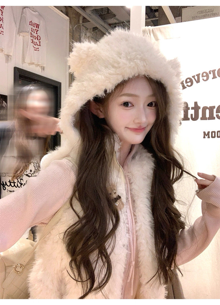 Women’s Hooded Sleeveless Vest Outerwear C0010