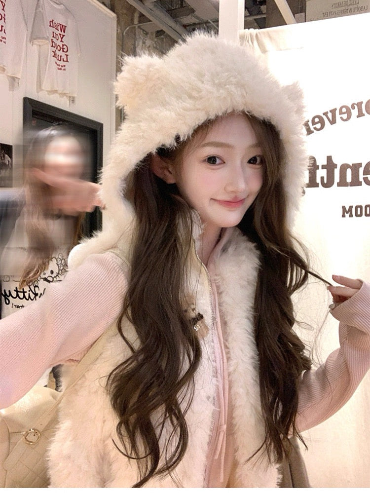 Women’s Hooded Sleeveless Vest Outerwear C0010