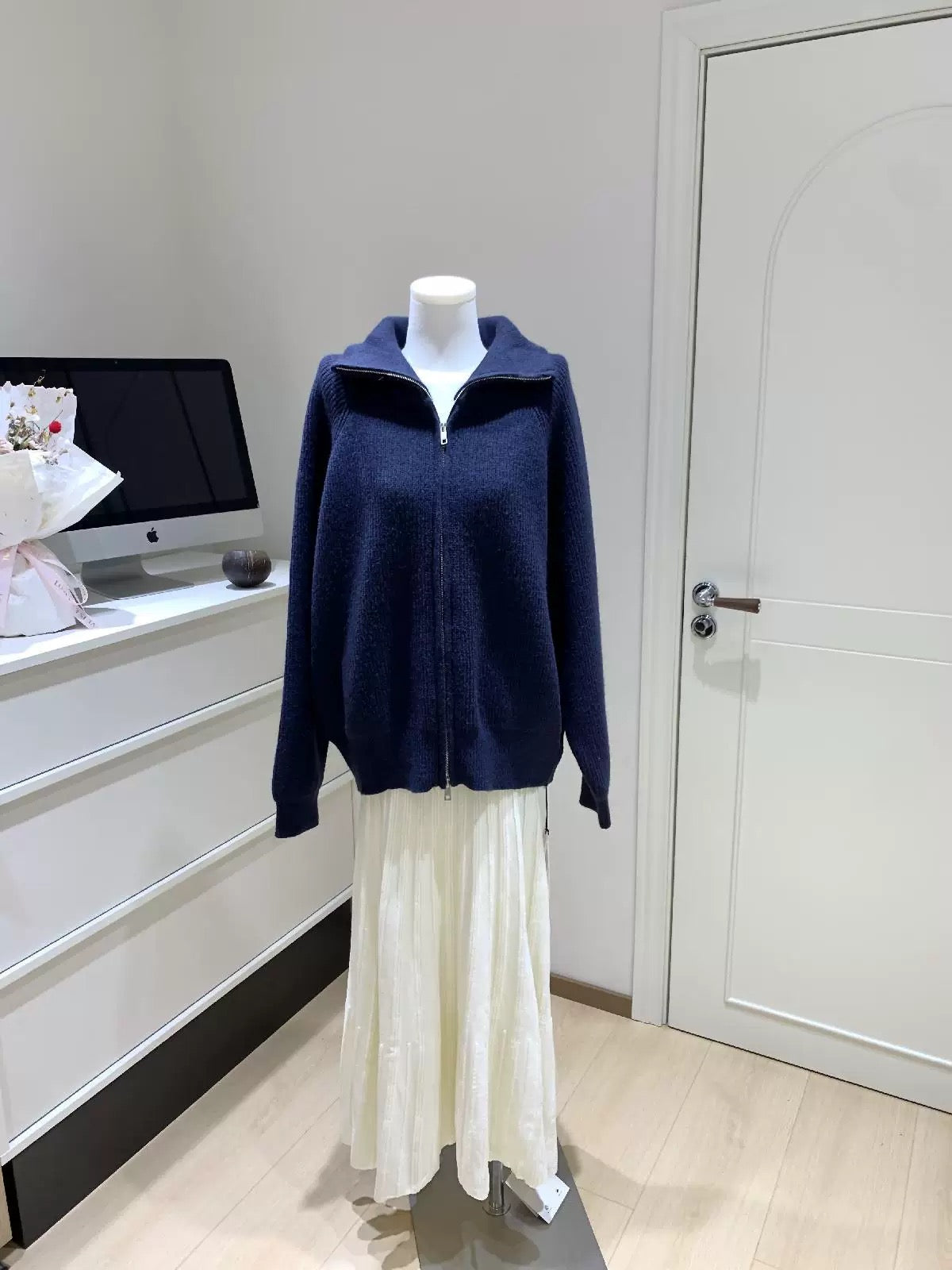 Women’s Mock Neck Zip Knit Cardigan Jacket C0007