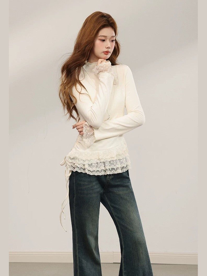 Women’s Lace Hem Undershirt Top C0048