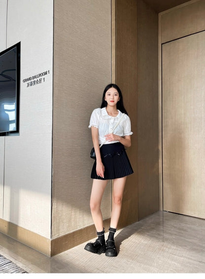 French Bowknot Chunky Platform Loafers S0007