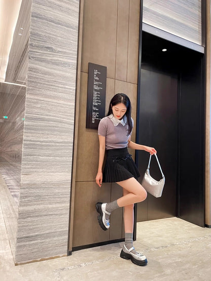 French Bowknot Chunky Platform Loafers S0007