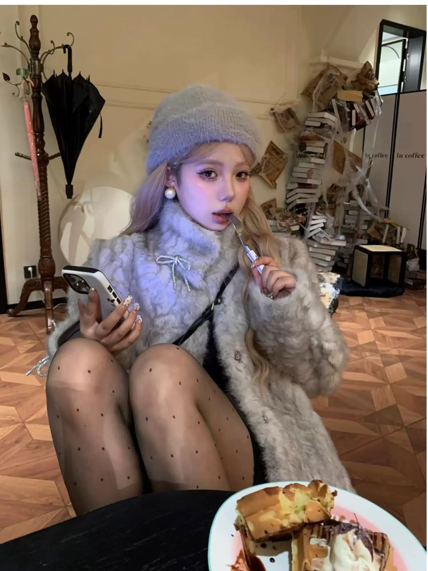 Elegant Bow Stand-Collar Teddy Sherpa Jacket C0046