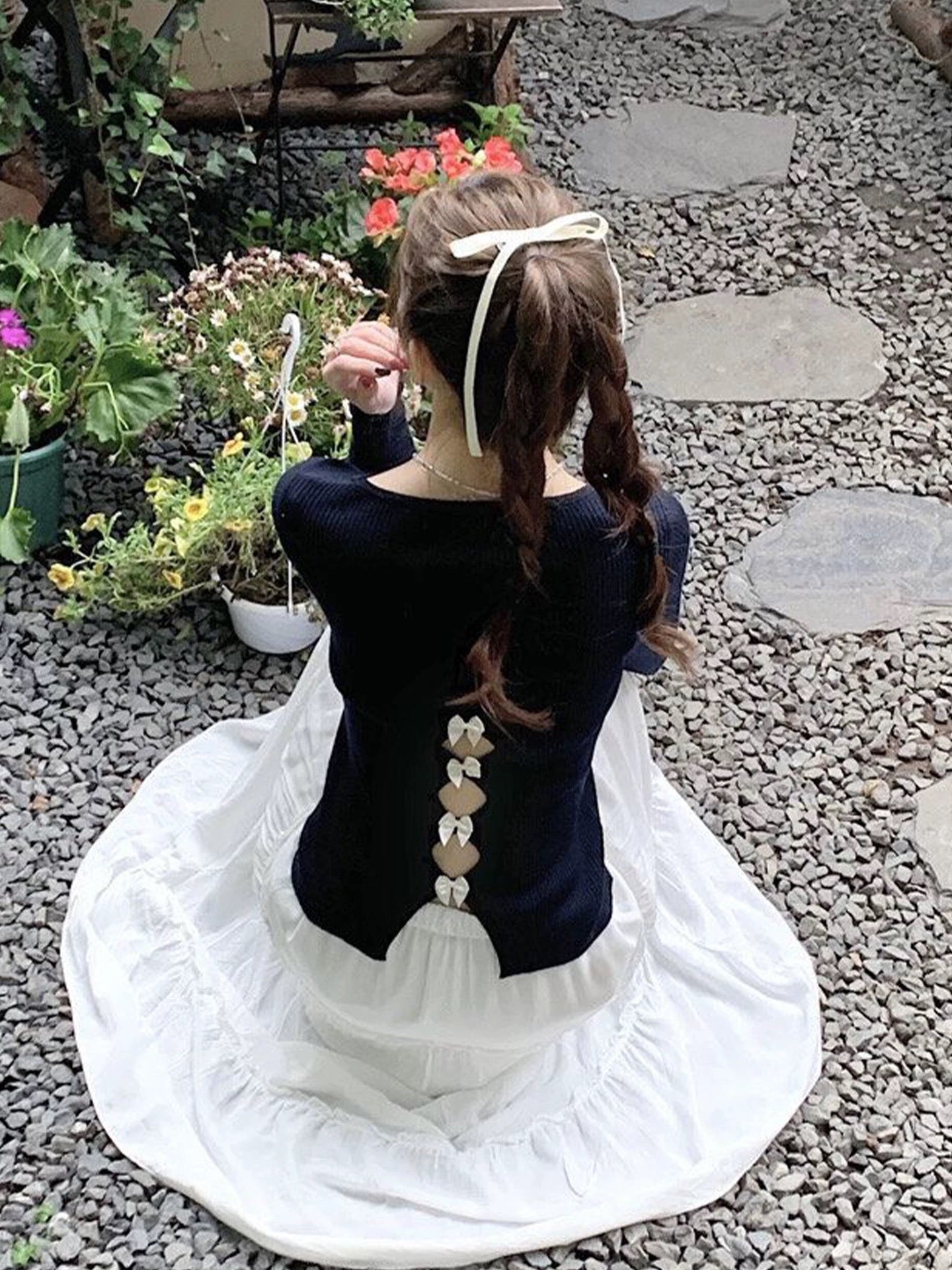 Women’s White Layered Ruffle Skirt C0013