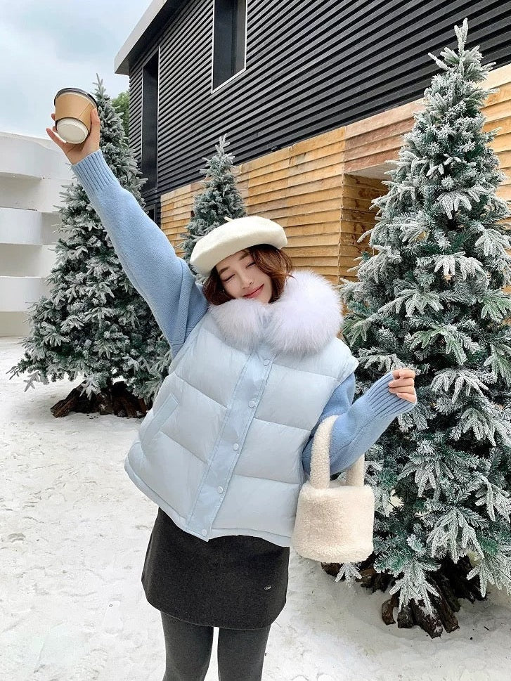 Women’s Short Removable-Panel Down Puffer Jacket C0044