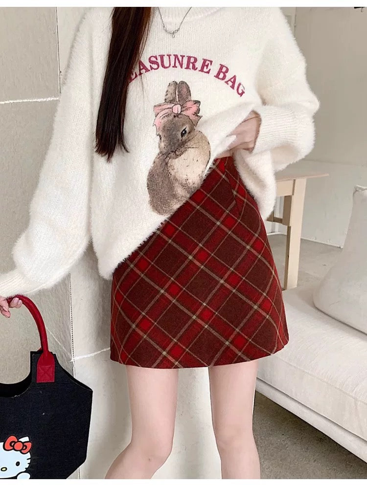 Vintage Red Plaid Mini Skirt C0018